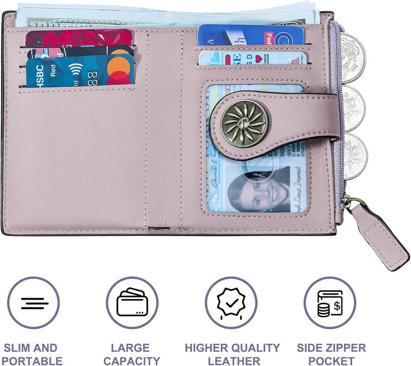 Tipmile Small Wallet for Women Bifold RFID Blocking Card Holder Leather Wallets with Zipper Coin Pocket - Image 5